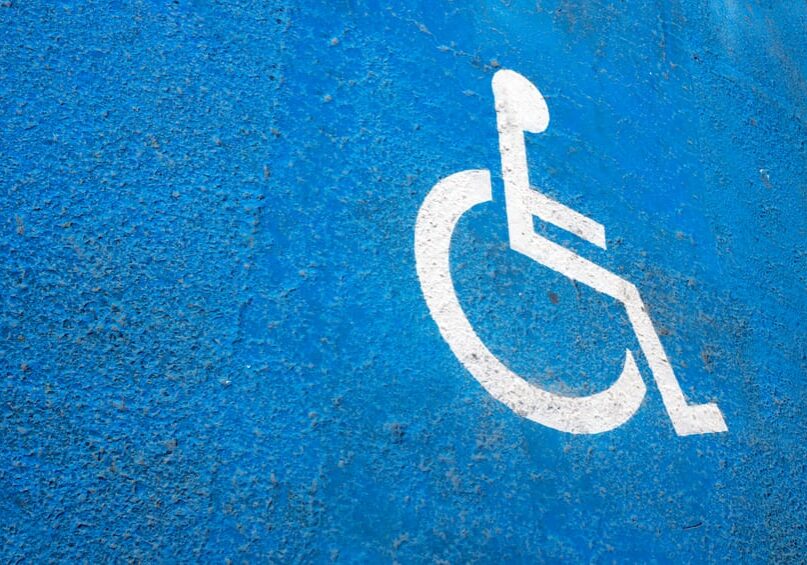 Disable Symbol on asphalt , Wheelchair parking space